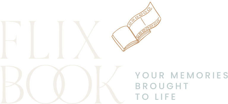 flixbook logo with book and filmstrip icon